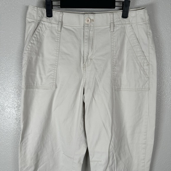 White House Black Market Pants Womens 10Long High Rise Relaxed Ankle Beige Ivory - Picture 2 of 7